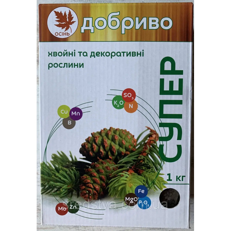 Супер Добриво осіннє 1кг Хвойні та декоративні рослини, Сімейний Сад